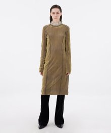 Velvet Jersey Dress - Olive