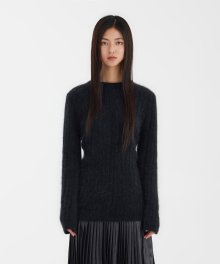 Hairy Angora Knit  - Charcoal Grey