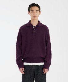 Knit Collar T-shirt - Deep Purple