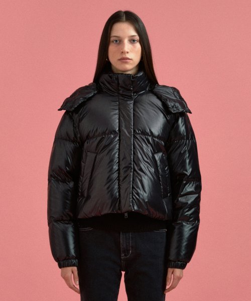 Укороченный пуховик со съемным капюшоном BLACK