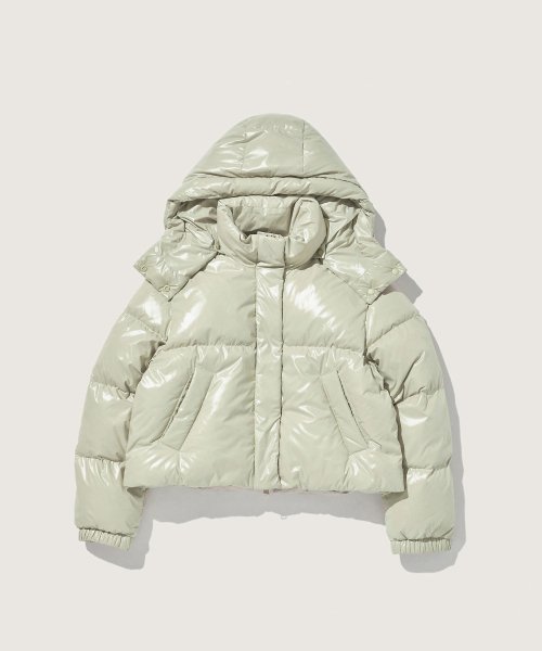 Укороченный пуховик со съемным капюшоном (Light Khaki)