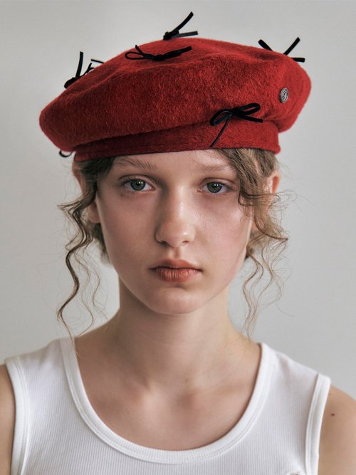 ポエジダム BOW BERET IN RED ボウベレー ベレー帽 レッドファッション