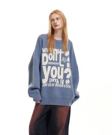 LETTERING KNIT SWEATER BLUE