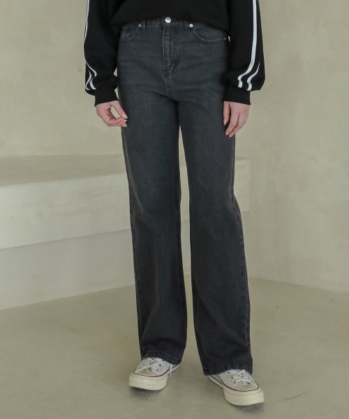 Lossy semi-wide denim pants_gray