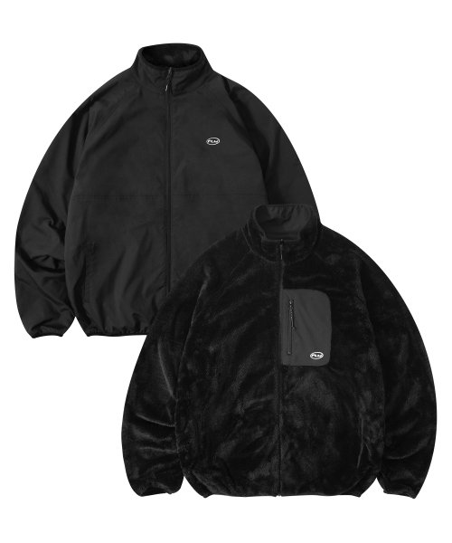 Lmc boa fleece reversible full zip store jacket black