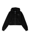 Sequin Logo Cropped Zip-up Hoodie(Women)_Black