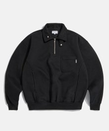 VTG Quarter Zip Collar Sweatshirt Black