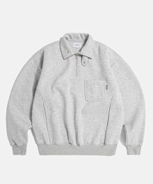 VTG Quarter Zip Collar Sweatshirt Grey