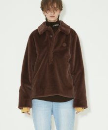RUGBY FAUX FUR SWEATER BROWN