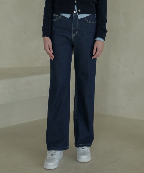 Lossy semi-wide denim pants_normalblue