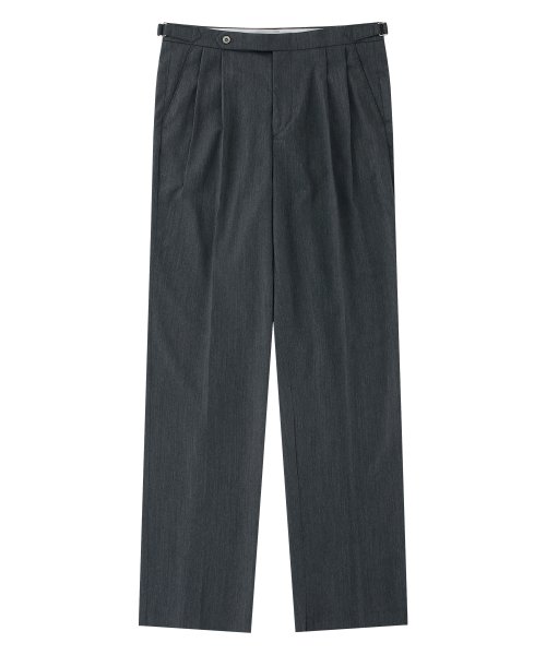Wool soft adjust 2Pleats relaxed Trousers (Gray)