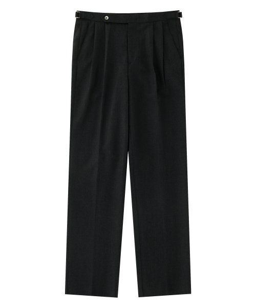 Wool soft adjust 2Pleats relaxed Trousers (Charcoal)