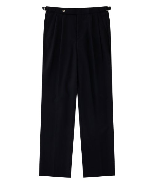 Tropical Wool soft adjust 2Pleats relaxed Trousers (Navy)