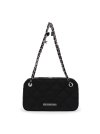 PENDANT FABRIC QUILTING MIDDLE BAG IN BLACK