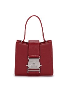 SQUARE MINI LEATHER BUCKLE BAG IN RED