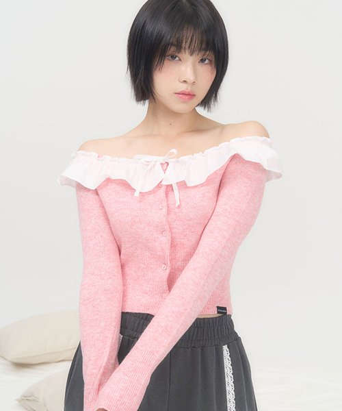FRILL CROP CARDIGAN (PINK)