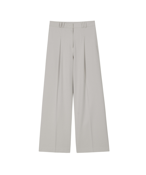 85-VIVA012 [Neutral] One-Tuck Obi Wide Pants Light Gray