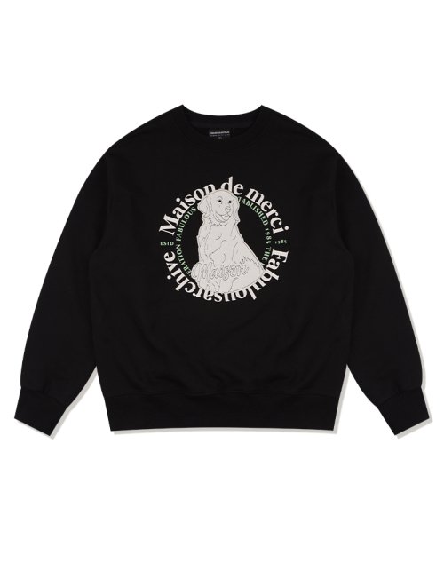 UNISEX свитшот из плотного трикотажа с нашивкой ретривера, Black (FCD3TS802M)