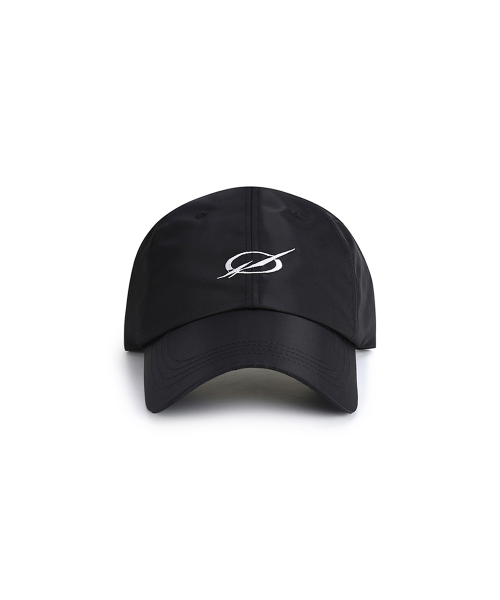 Shiny white logo embroidery cap - black