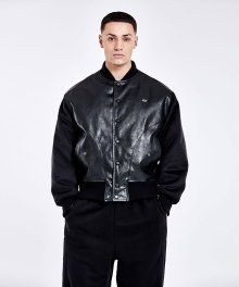 Bulky Varsity Jacket - Black