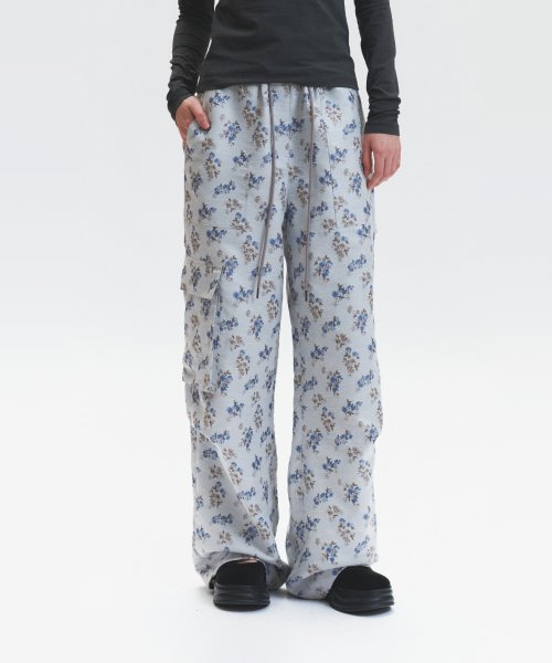 パンツ THREE TO EIGHTY LEAF JACQUARD PANTS BLUE Leaf Jacquard Pants (Blue) - 3/80 THREE TO EIGHTY