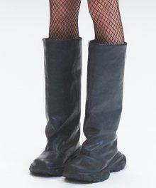 GRUNGE LEATHER TALL BOOTS (BLACK)