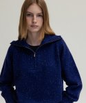 앤니즈(ANDNEEDS) Nep wool halfneck zip-up knit (blue)