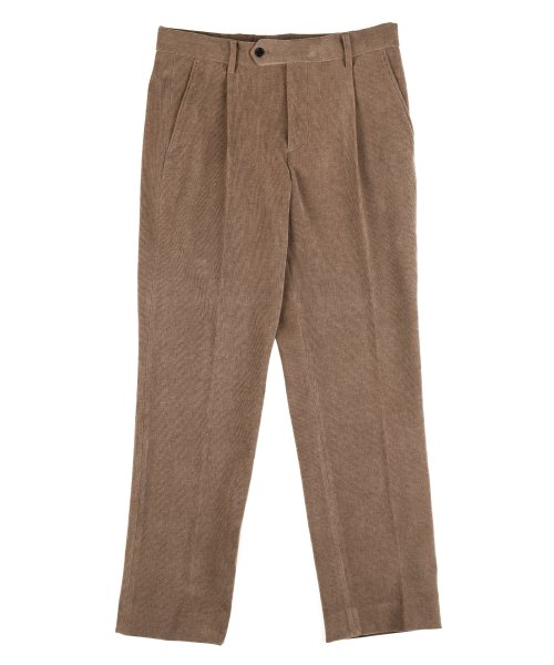 Полуширокие вельветовые брюки с одной складкой на резинке (Beige)
