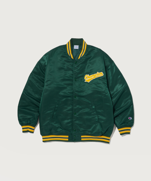 새틴 베이스볼 자켓 Dark Green