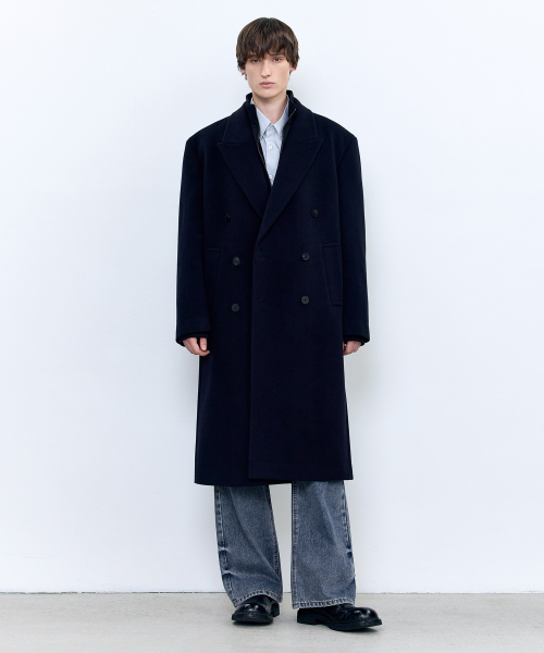 ジャケット・アウター INSILENCE cashmere peaked double coat MUSINSA | INSILENCE Mapel Cashmere Peaked Double Coat DARK NAVY