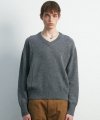 UNISEX, Rewe Pin tuck V Neck Sweater / Grey