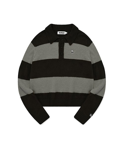 [ KIRSH ]★UNI LOGO WAPPEN CABLE COLLAR KNIT ZIP UP 