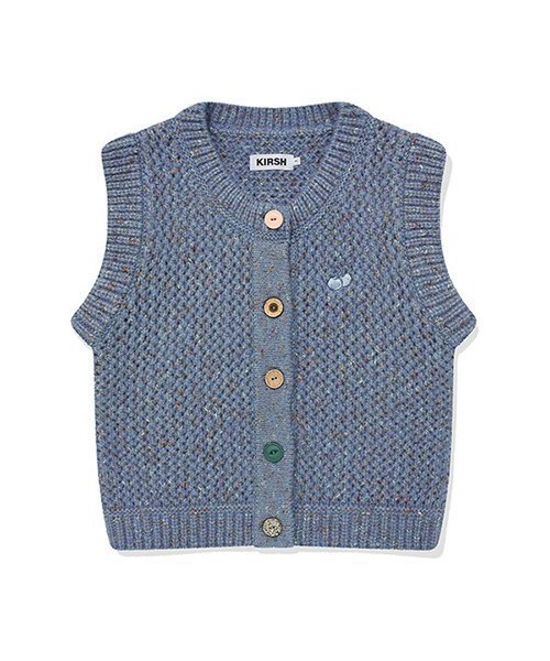 MUSINSA | KIRSH Button point crop knit vest [Sky]