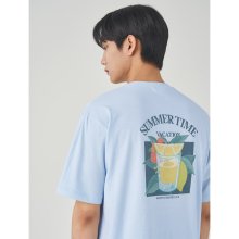 서머 그래픽 라운드 티셔츠  스카이 블루 (BC3542C99Q)