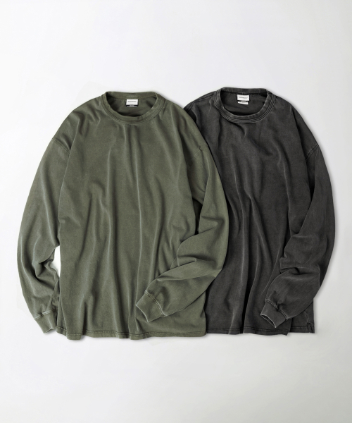 [2PACK] VINTAGE WASHING LONG SLEEVE TEE_VINTAGE OLIVE/VINTAGE CHARCOAL