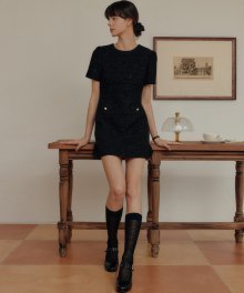블랙 렐리 트위드 미니 드레스 / BLACK RELLY TWEED MINI DRESS
