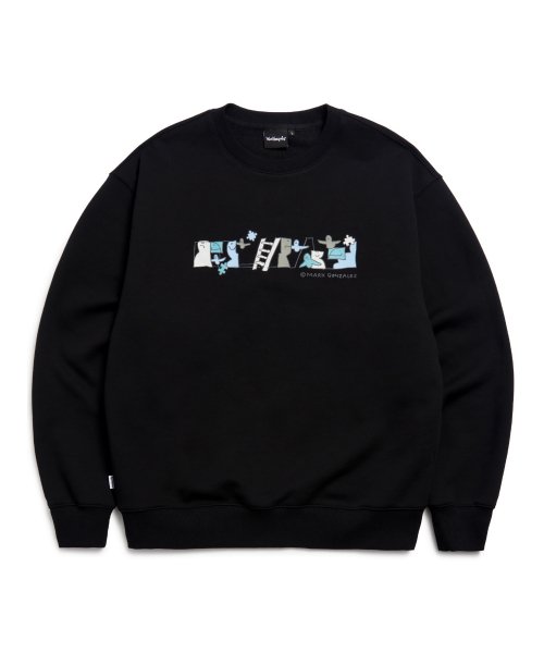 [MARK GONZALES] MG DOODLE GRAPHIC SWEATSHIRT★ Vintage Mark Gonzales Crewneck Sweatshirt Print Logo Grey
