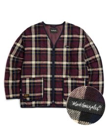 SIGN LOGO NYLON QUILTING JACKET - BURGUNDY CHECK