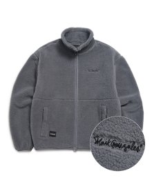 SIGN LOGO SHERPA ZIP-UP JACKET - CHARCOAL