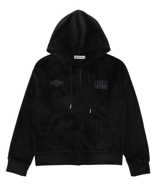 Вельветовое худи на молнии [BLACK]