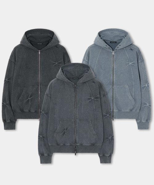 MUSINSA | MAISON MINED PINCH WASHED HOOD ZIP-UP (3COLOR)