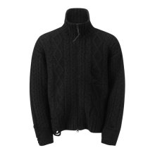 FISHERMAN CABLE WOOL KNIT ZIP UP_FKWAW23515BKX