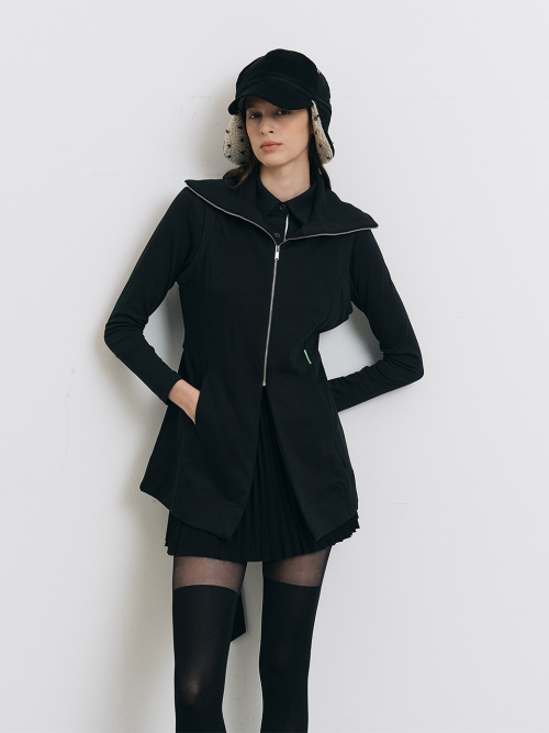 Жилет с большим воротником и поясом BLACK