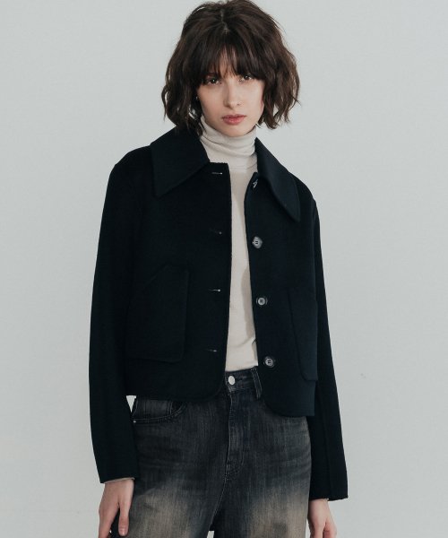 Короткое шерстяное пальто ручной работы (Black)