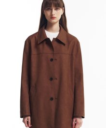 FAUX Leather Half Coat in Camel