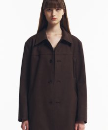 FAUX Leather Half Coat in Brown