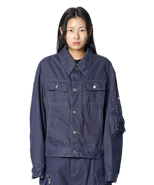 Pocket Point Trucker Jacket (BLUE)