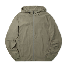 RIBBED FULL ZIP HOODY - D/BEIGE (P233MFT101)