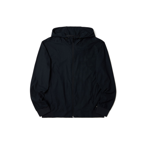 RIBBED FULL ZIP HOODY - BLACK (P233MFT101)