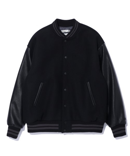 MUSINSA | SOUNDSLIFE Wool Varsity Jacket Black